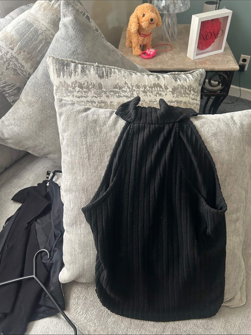 Sleeveless Black Ribbed Mock Neck Top